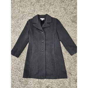 Vintage Preston & York Pea Mid Trench Wool Coat Woman's Gray Dark Academia 6